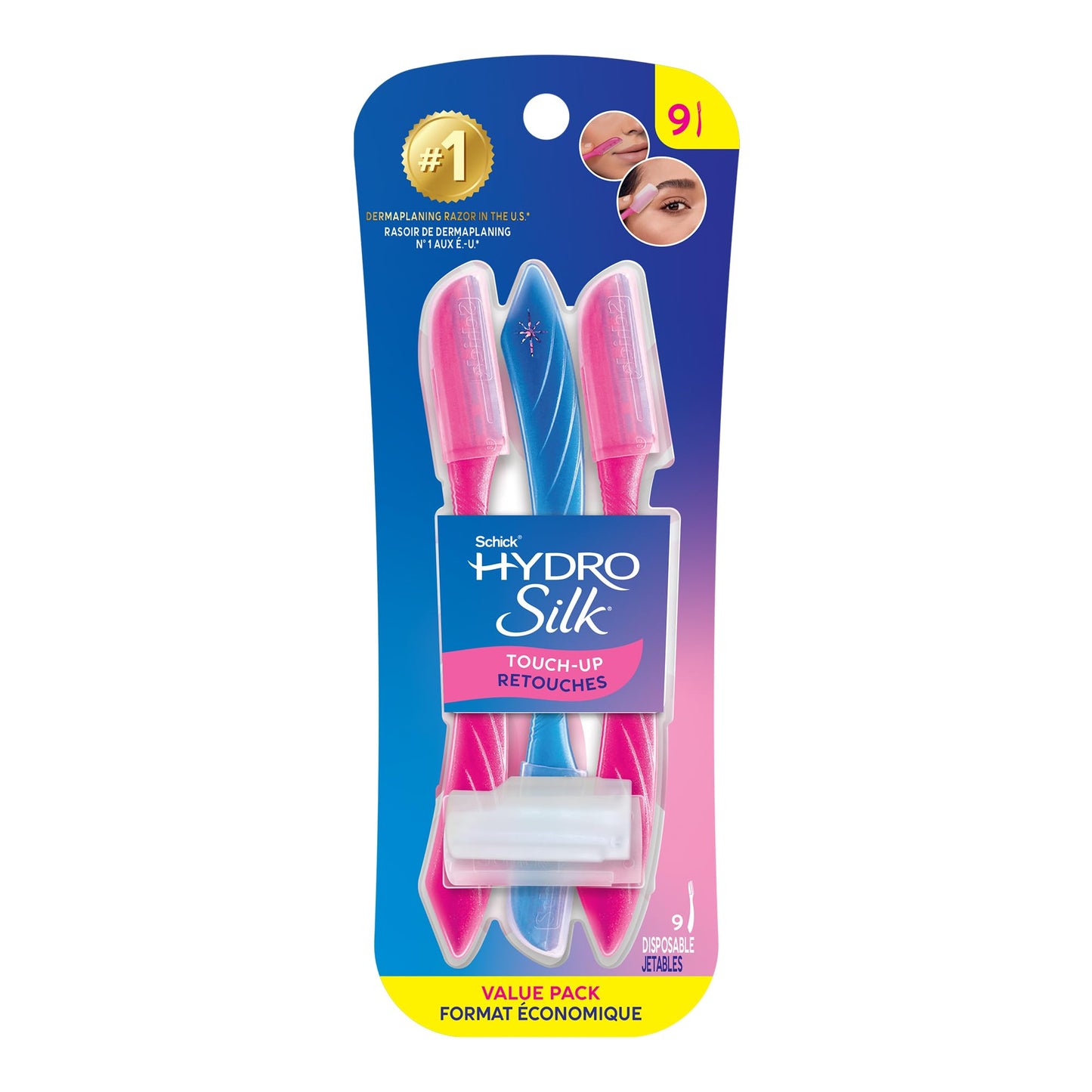 Schick Hydro Silk Touch-Up Dermaplane Razor with Precision Cover, 9ct | Dermaplaning Tool for Face, Facial Razor for Women, Eyebrow Razor, Peach Fuzz Beauty and Personal Care Schick Hydro Silk Default Title