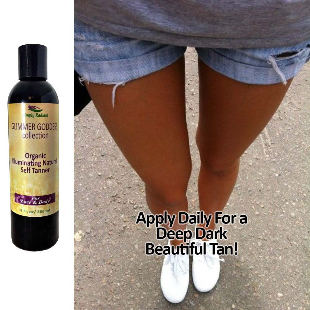 Glimmer Goddess Organic Self Tanner Lotion, Sunless Tanner Lotion - with Shea Butter, Avacado Oil & Almond - Regular, 8oz Beauty & Personal Care GLIMMER GODDESS