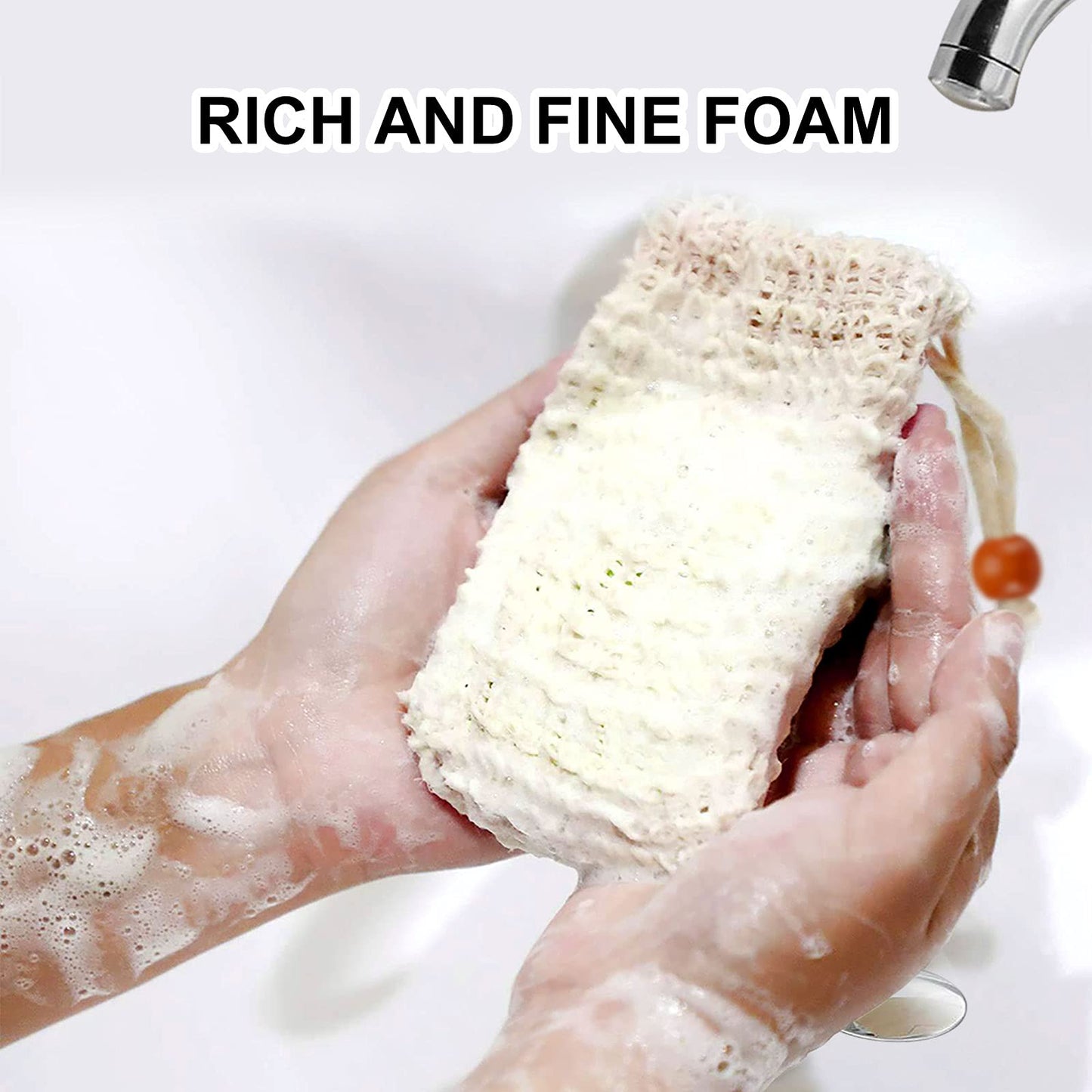 Soap Bag, Natural Sisal Soap Saver Bag Pouch Mesh Net Waste Plastic-Free Exfoliating Foaming and Drying Soap Holder for Shower (4 Pack) Beauty and Personal Care AMAHOMESA