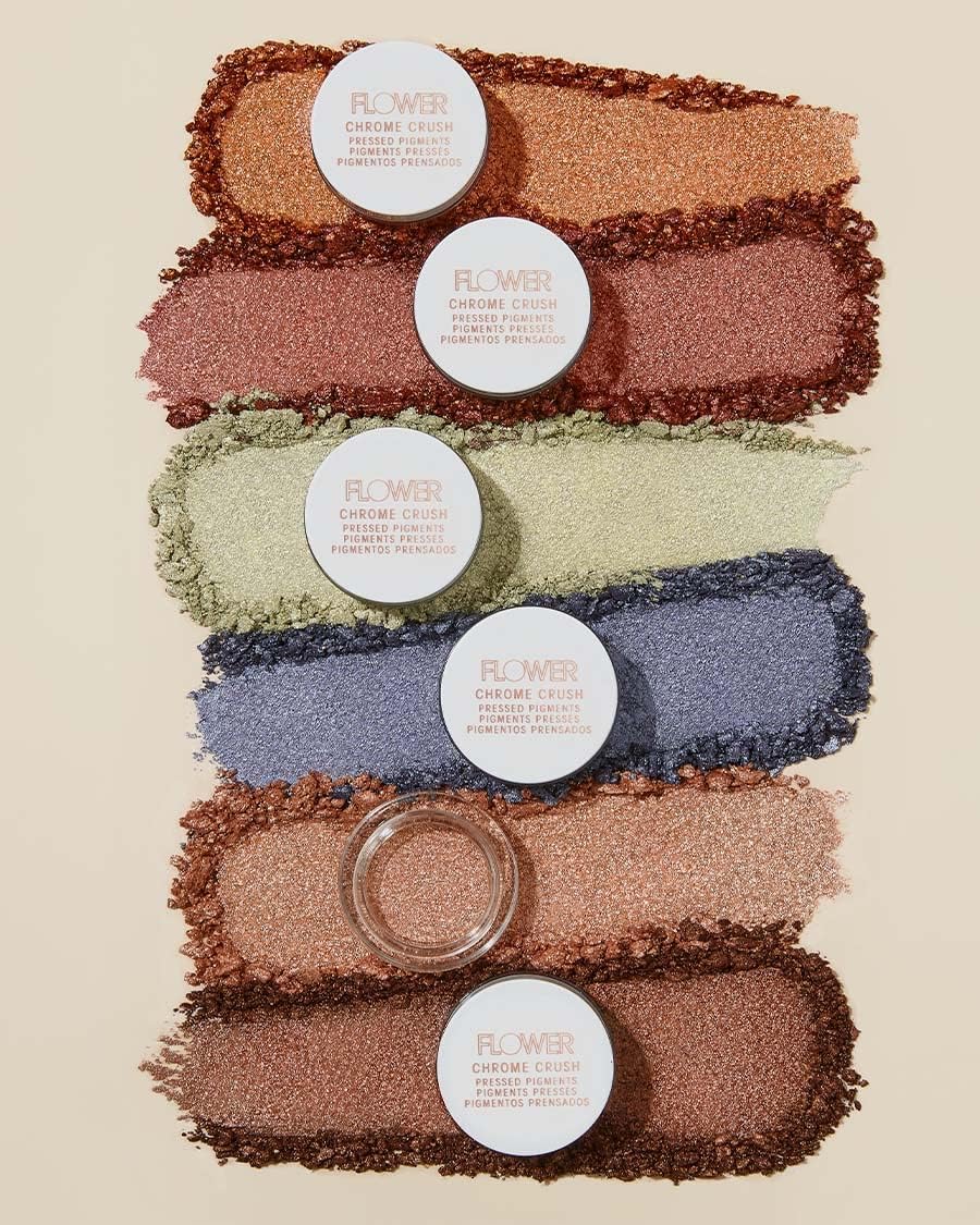 FLOWER BEAUTY By Drew Barrymore Chrome Crush Eyeshadow - Gel Powder + Buildable Formula - Shimmer + Glitter - Eyeshadow Topper (Amber) Beauty & Personal Care FLOWER BEAUTY