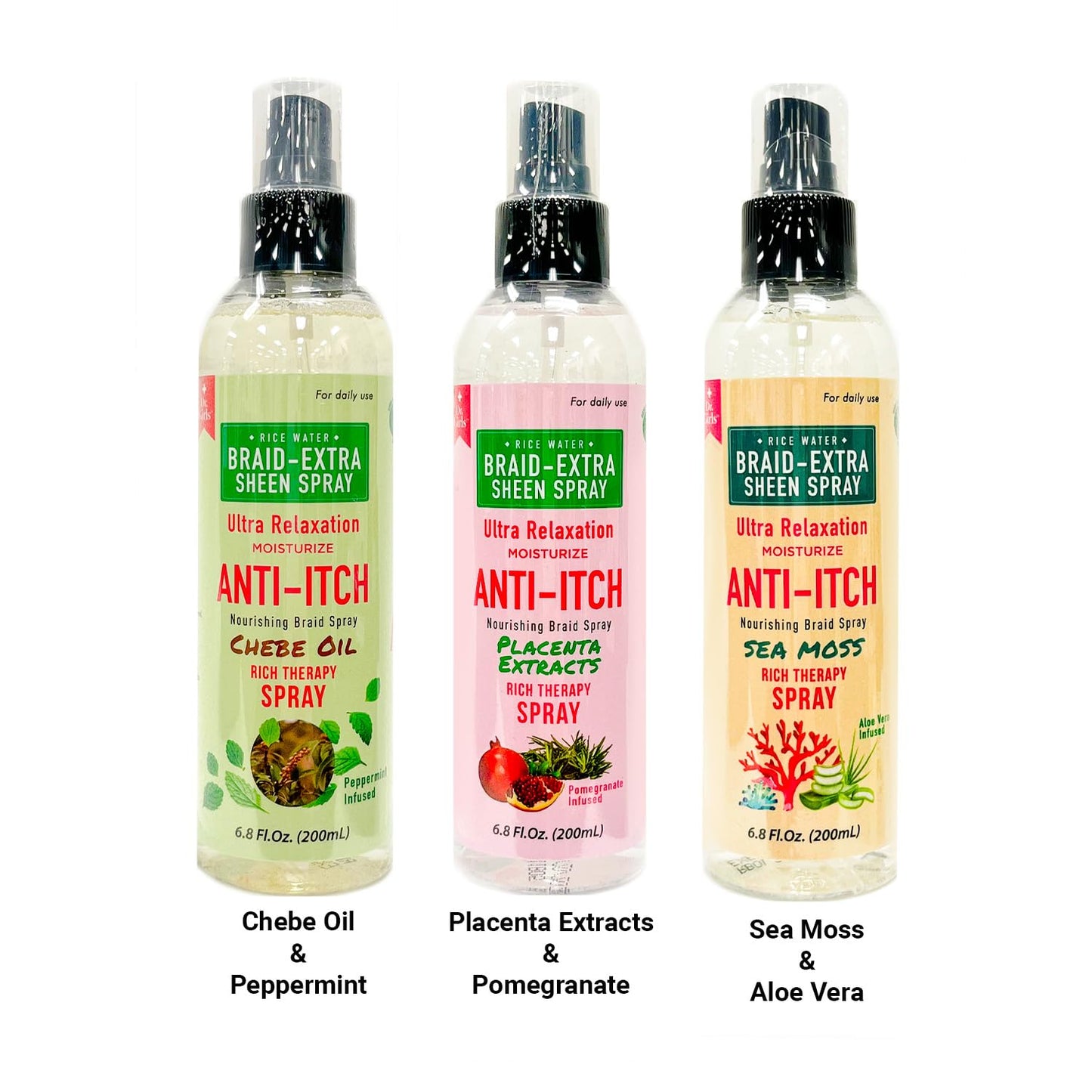 Dr.Girls Ultra Relaxation Anti-Itch Braid Extra Sheen Spray 6.8oz/ 200ml (Sea Moss & Aloe Vera) Beauty & Personal Care Dr.Girls