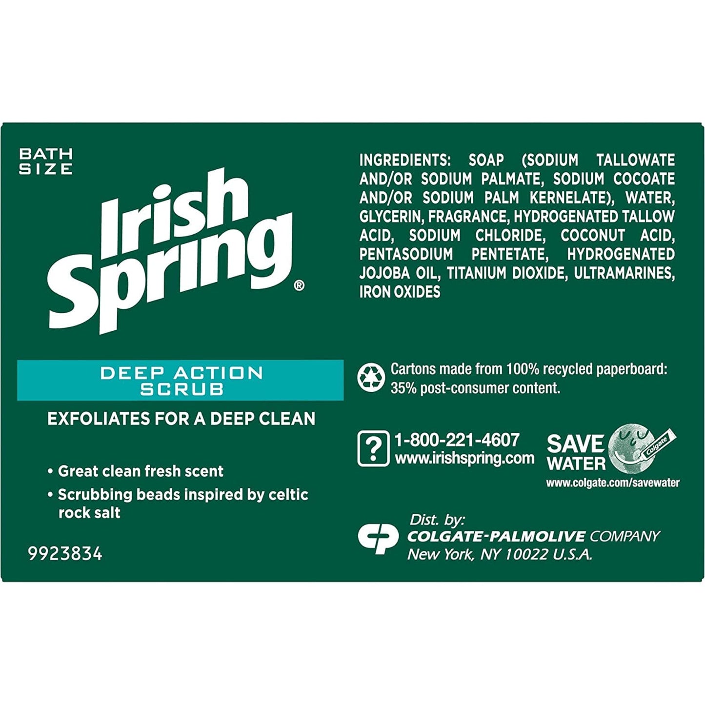 Irish Spring Deep Action Smoothening,Moisturizing,Exfoliating Scrub Bar Soap 3 Pack Beauty & Personal Care Irish Spring