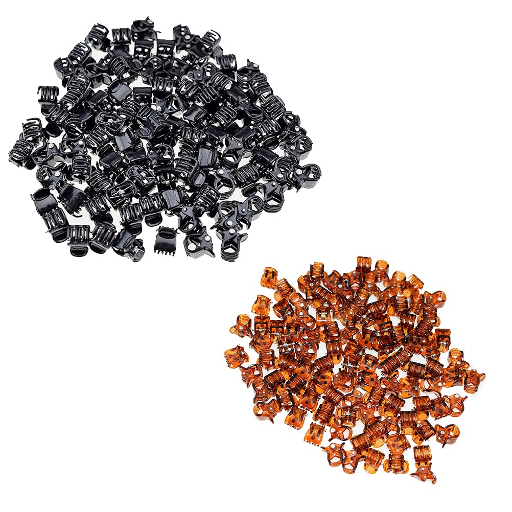 100pc/pack 1cm Hair Claws Clip for Women Girls Black & Brown & clear Plastic Mini Hairpin Hair Clip Clamp Hair Accessories Gifts (brown+black each
