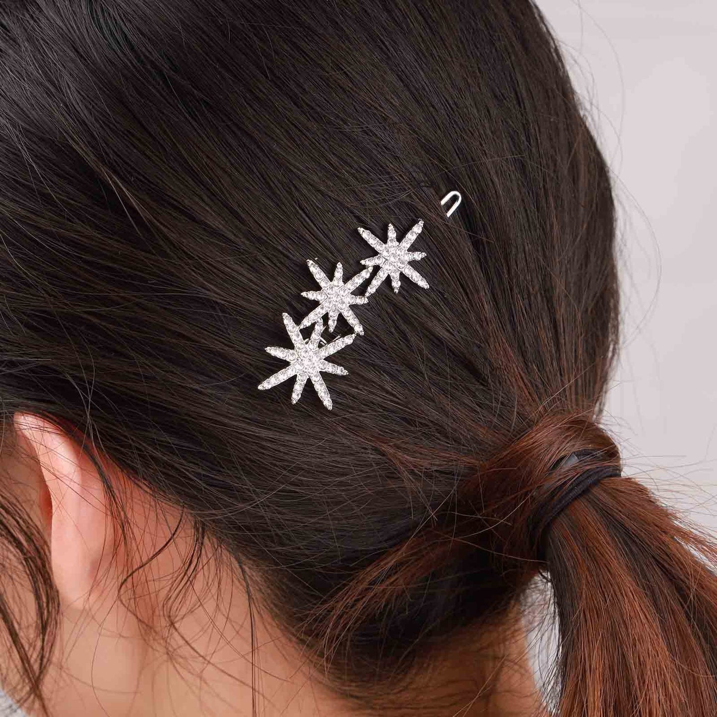 YienDoo Crystal Starburst Hair Clip Barrette Sparkling Rhinestone Cluster Stars Hairpin Headpieces Fashion Silver Bridal Hair Barrette Wedding Head Beauty & Personal Care YienDoo