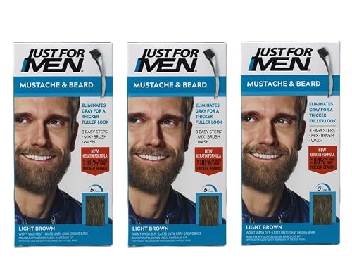 Just For Men Brush-In Color Gel, Mustache And Beard, Light Brown M-25, 1 Kit, (Pack Of 3) Beauty & Personal Care Just for Men