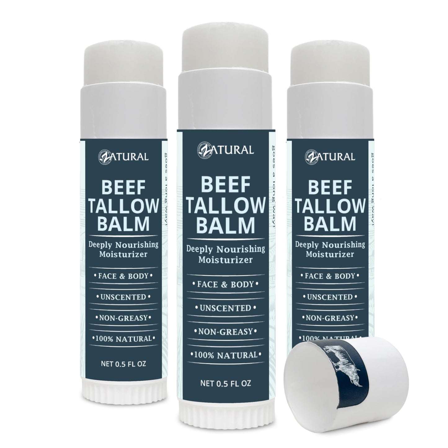 Zatural Beef Tallow Balm for Face and Body Easy Application- Handcrafted Moisturizer with Beeswax, Avocado Oil, and Vitamin E - Travel Size Skin Salve Beauty and Personal Care Zatural