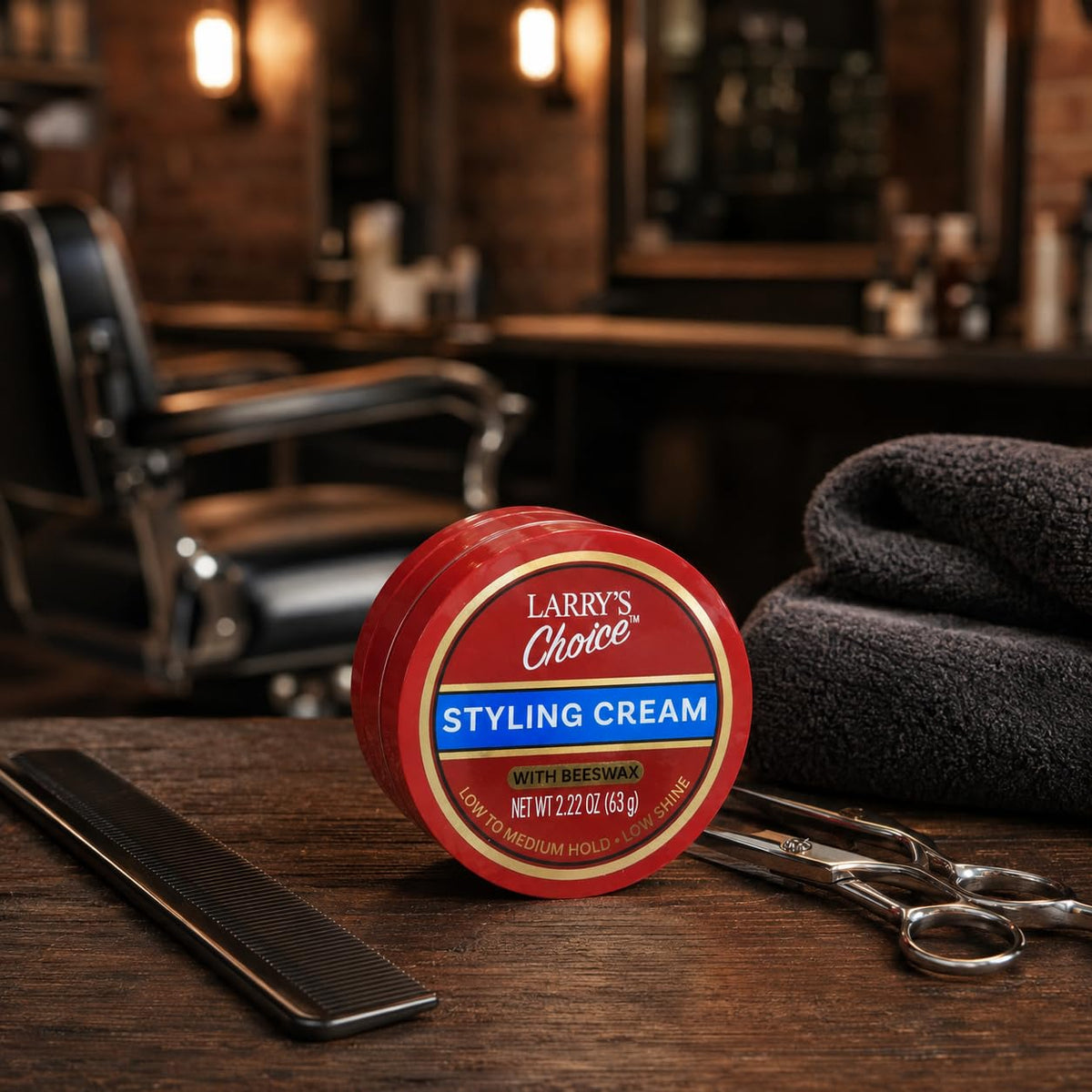 Larry's Choice Styling Cream with Beeswax, Low to Medium Hold, Low Shine, 2.22 oz