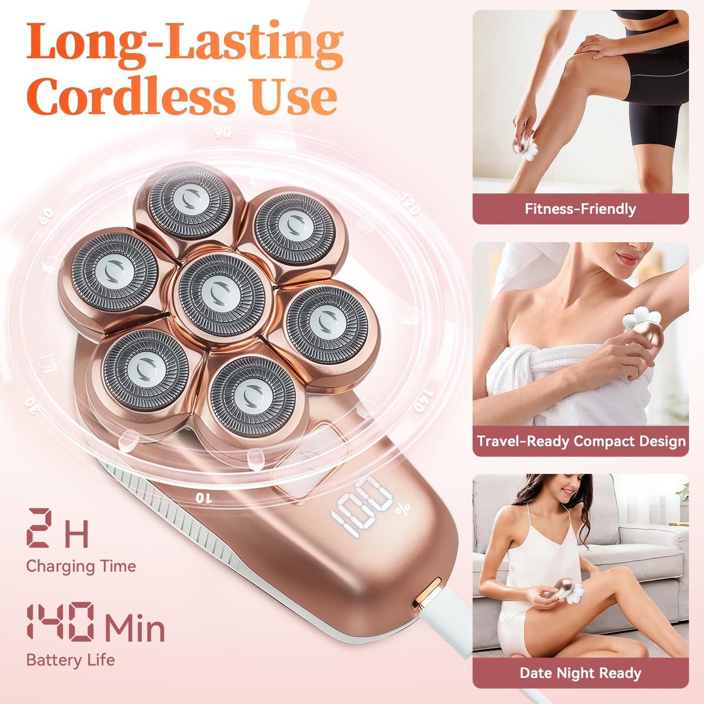 SPOTLESE Electric Razors for Women, 5-in-1 Electric Shaver with 7D Magnetic Head, IPX7 Waterproof Wet Dry Hair Remover with LED Display, Travel Lock Beauty and Personal Care Spotlese