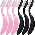 TecUnite Folding Eyelash Comb, Stainless Eyebrow Comb Eyelash and Brow Makeup Brush (3 Black and 3 Pink) Beauty & Personal Care TecUnite
