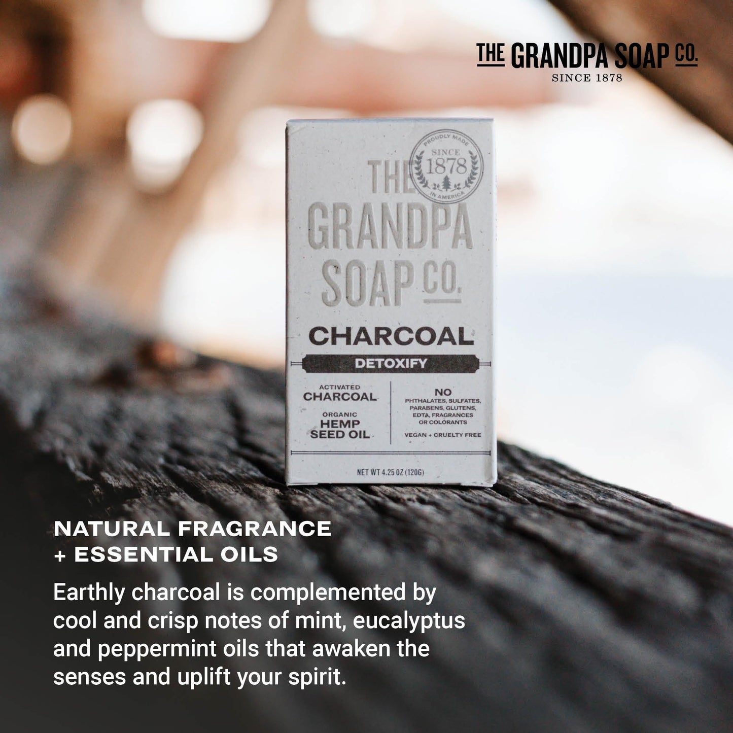 The Grandpa Soap Company Charcoal Bar Soap - With Activated Charcoal Hemp Seed and Mint Oil, Detoxifies, Draws Out Dirt and Toxins, Clear Congested Beauty & Personal Care The Grandpa Soap Company