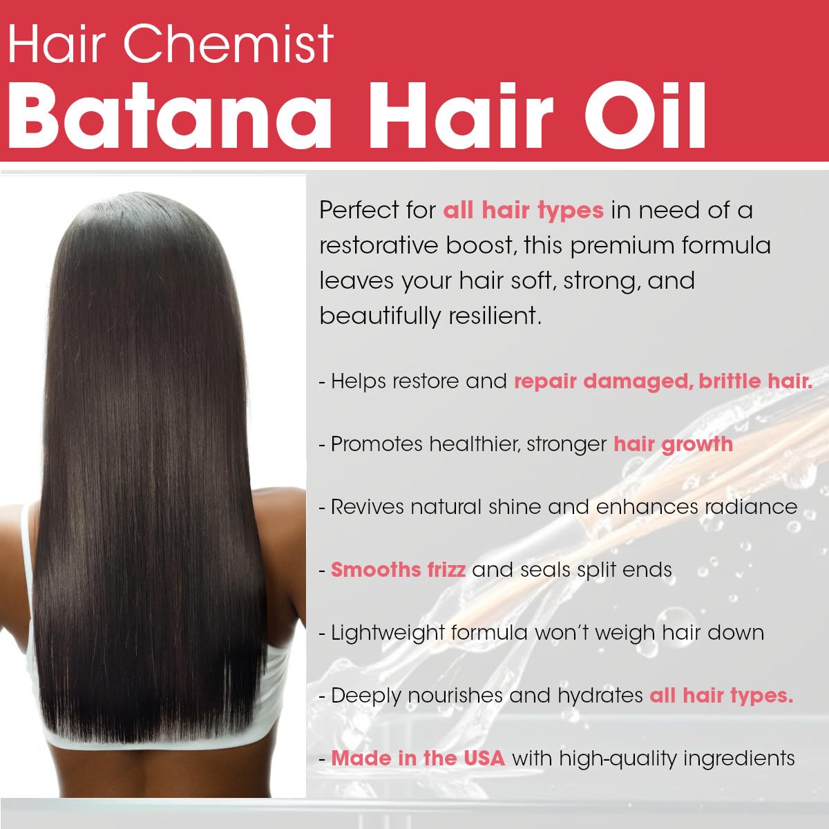 Hair Chemist Batana Strengthening Premium Hair Oil 7.1 oz. - Batana Hair Oil, Nourishing Batana Hair Growth Oil Beauty & Personal Care Hair Chemist