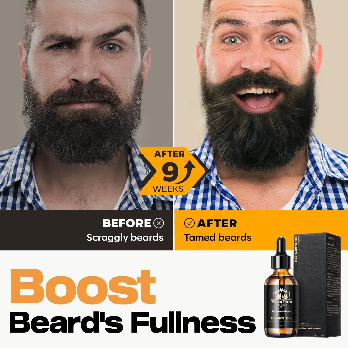 Waking Forest Sandalwood Beard Oil for Men - Biotin Mustache Oil with Vitamin E, Rosemary & Castor - Beard Care Softener, Strengthens, and Moisturizes Beauty and Personal Care Waking Forest