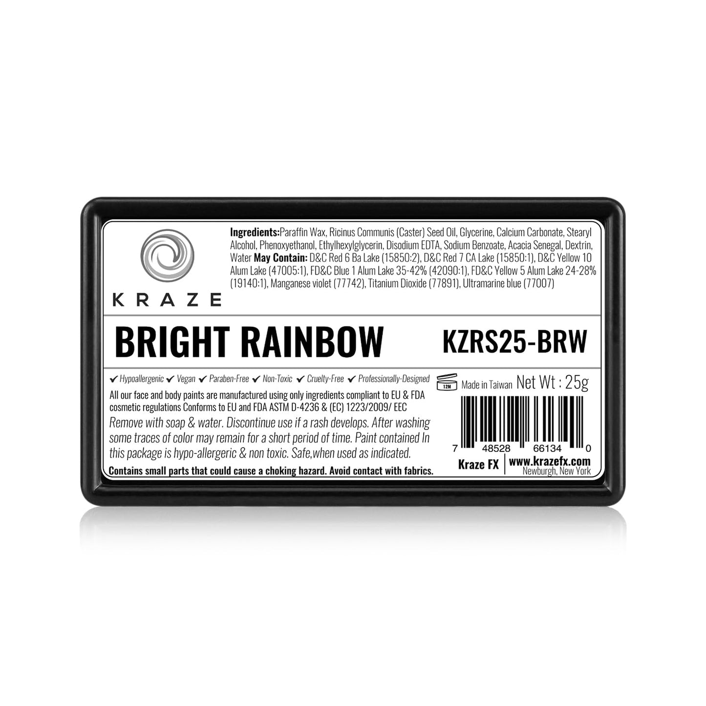 Kraze FX Dome Stroke - Bright Rainbow (25 gm), Professional 1-Stroke Split Cake, Hypoallergenic, Non-Toxic, Water Activated Face & Body Painting Beauty & Personal Care Kraze FX