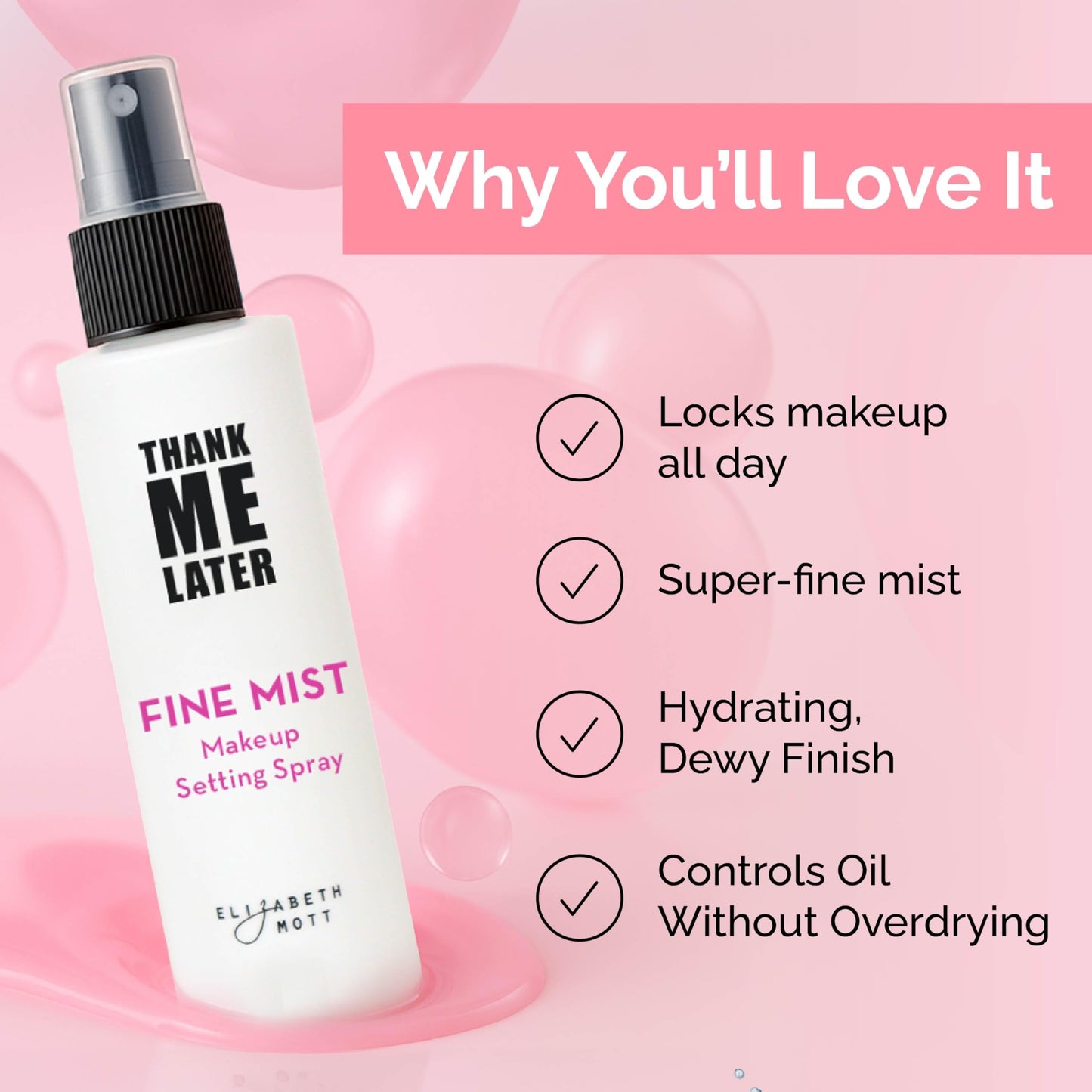 Elizabeth Mott Thank Me Later 3-in-1 Dewy Makeup Setting Spray - Hydrating & Long-Lasting Fine Mist with Niacinamide for Radiant, Glowy Skin Beauty & Personal Care Elizabeth Mott