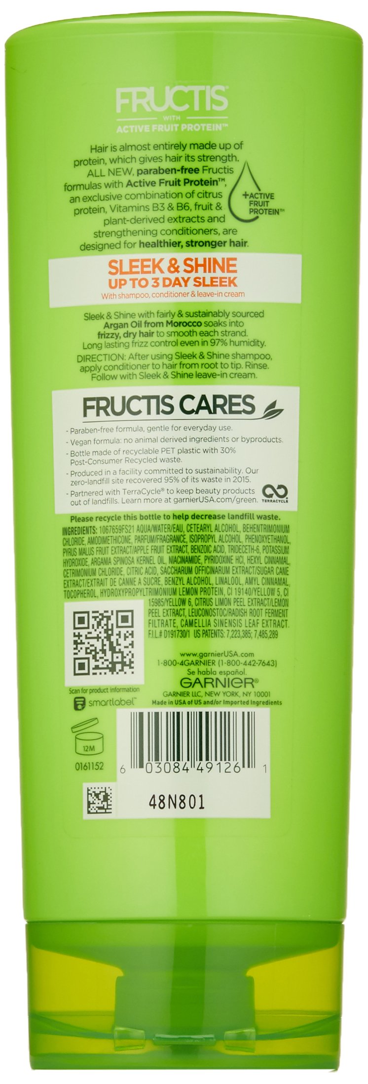 Garnier Fructis Sleek & Shine Conditioner, Frizzy, Dry, Unmanageable Hair, 12 fl. oz.