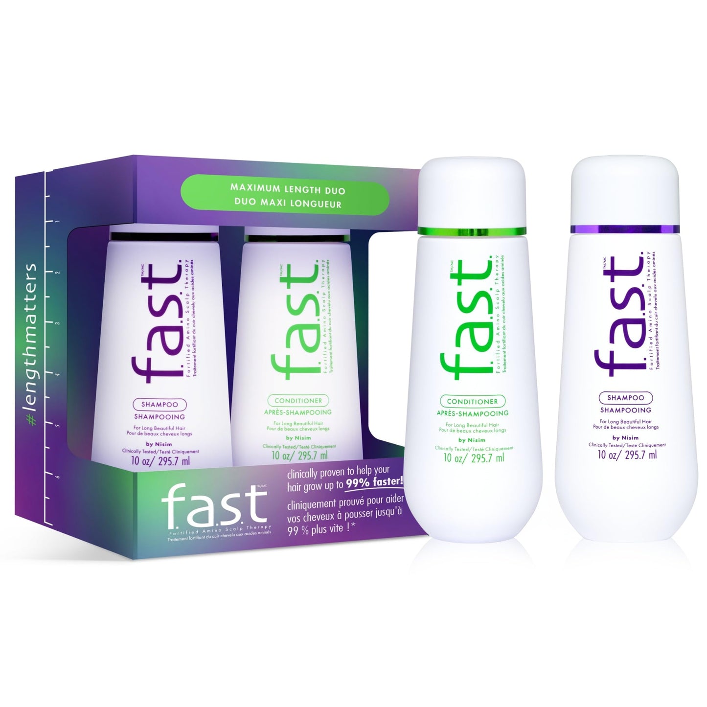 Hair Growth Shampoo & Conditioner Duo - Clinically Proven - Helps Grow Hair 99% Faster in 12 weeks- Biotin, Niacinamide & 8 Amino Acids - All Hair Beauty & Personal Care Nisim