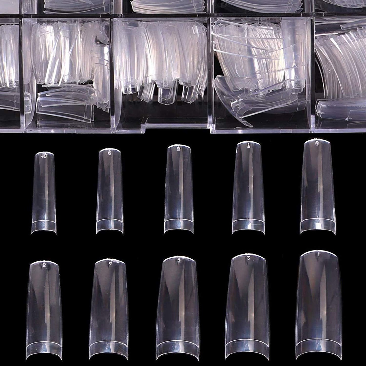 Clear Acrylic French Nail Tip BTArtbox 500pcs Half Cover Fake/False Nail with Case for Dip Powder Nail Salons and DIY Nail Art, 10 Sizes Beauty & Personal Care BTArtbox