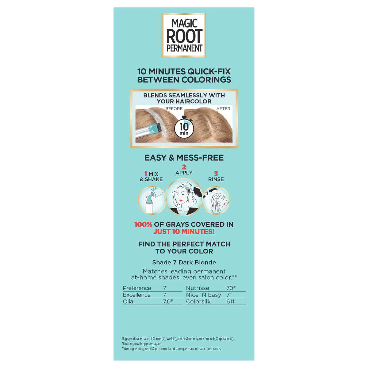 L’Oreal Paris Magic Root Rescue 10 Minute Root Hair Coloring Kit, Permanent Hair Color with Quick Precision Applicator, 100 percent Gray Coverage, 7 Beauty & Personal Care L'Oreal Paris