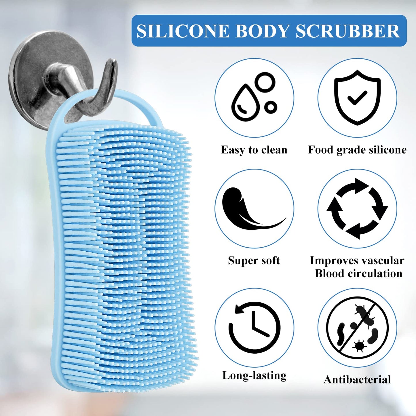 Silicone Body Scrubber Loofah, 2 in 1 Shower Scrubber for Body, Soft Silicone Loofah for Sensitive Women Men All Kinds of Skin, Scalp Massager Shampoo Beauty and Personal Care LronFensy