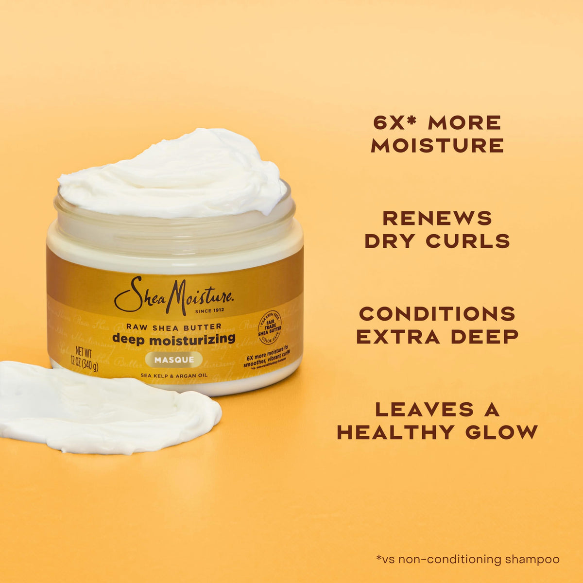 SheaMoisture Raw Shea Butter Deep Moisturizing Hair Masque Raw Shea Butter for Curly Hair Deep Conditioner to Moisturize and Renew Hair 11.5 oz