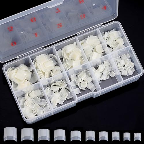 Square Nail Tips Half Cover 500Pcs Clear Acrylic Nails French Short False Nails with Box (Natural) Beauty & Personal Care Ohlove