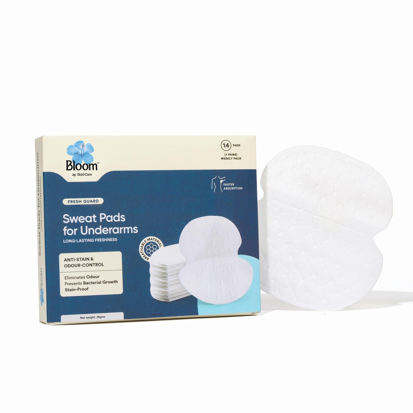 Bloom by Boldcare Sweat Pads for Underarms For Sweat Stains & Foul Odour Breathable Material for Quick Absorption Ultra Thin and Deodorising Beauty and Personal Care Bloom by Boldcare
