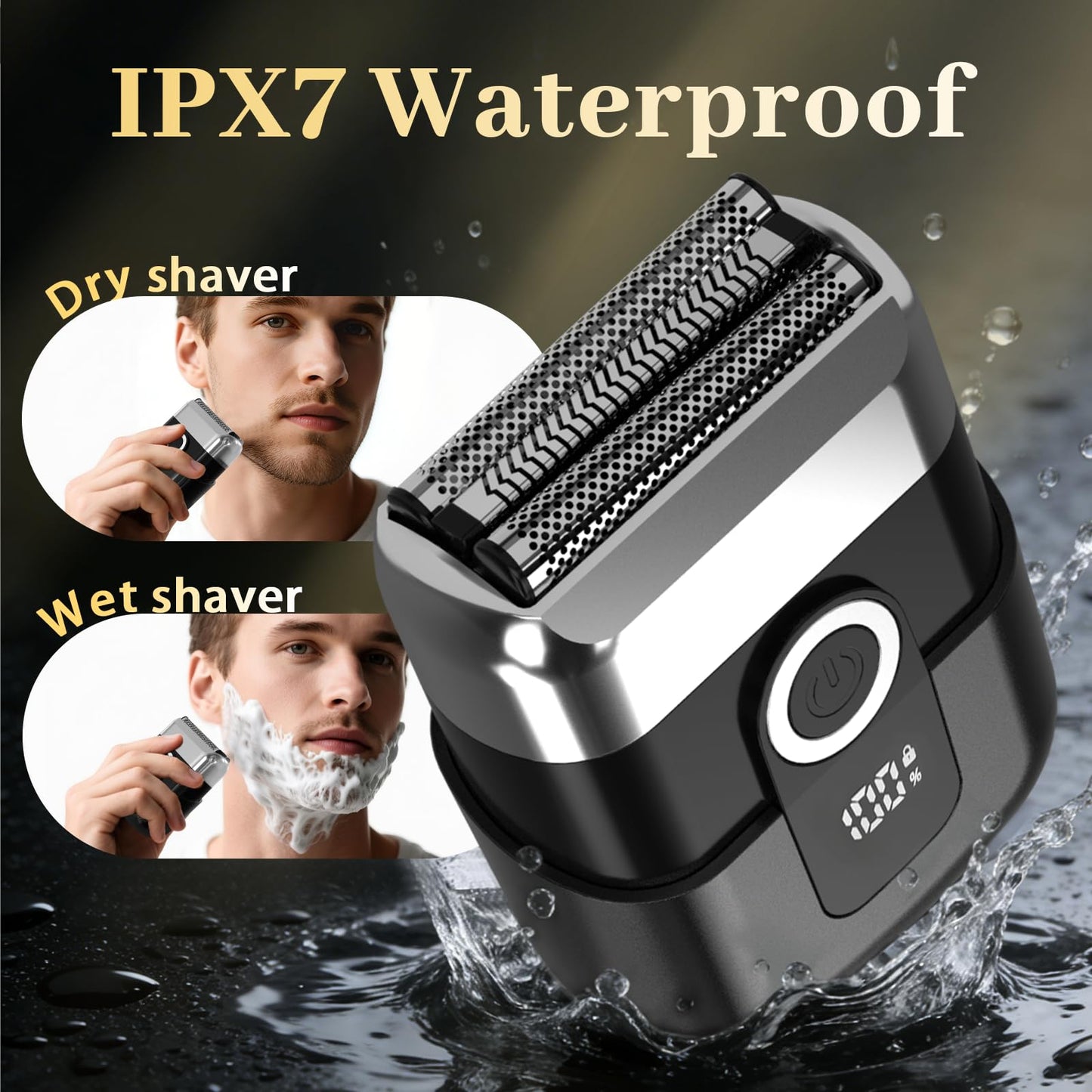HENZILO Electric Foil Shaver for Men: Mini Electric Razor for Face/Beard - 3 Floating Blades Cordless Razor with LED Display - IPX7 Waterproof Wet Dry Beauty and Personal Care HENZILO