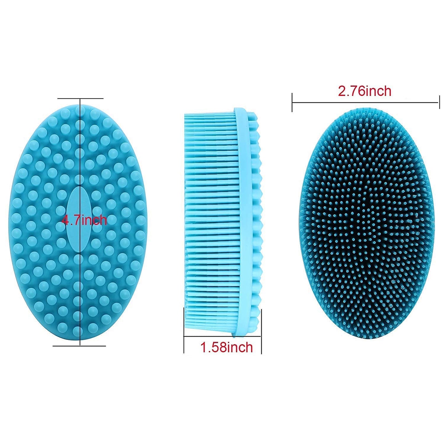 DNC Exfoliating Silicone Body Scrubber Shower Bath Body Brush loofah Easy to Clean, Lathers Well, Eco Friendly, Long Lasting (Blue Beauty & Personal Care DNC