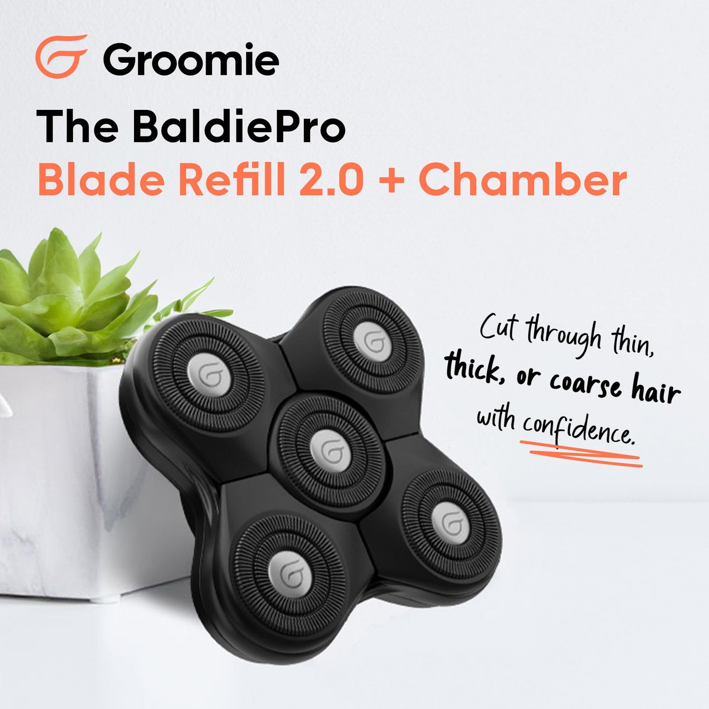 BaldiePro Blade Refill 2.0 + Chamber - Electric Shaver Replacement Head For BaldiePro Head Shaver - Electric Razor Replacement Blades for Bald Head Beauty and Personal Care Groomie