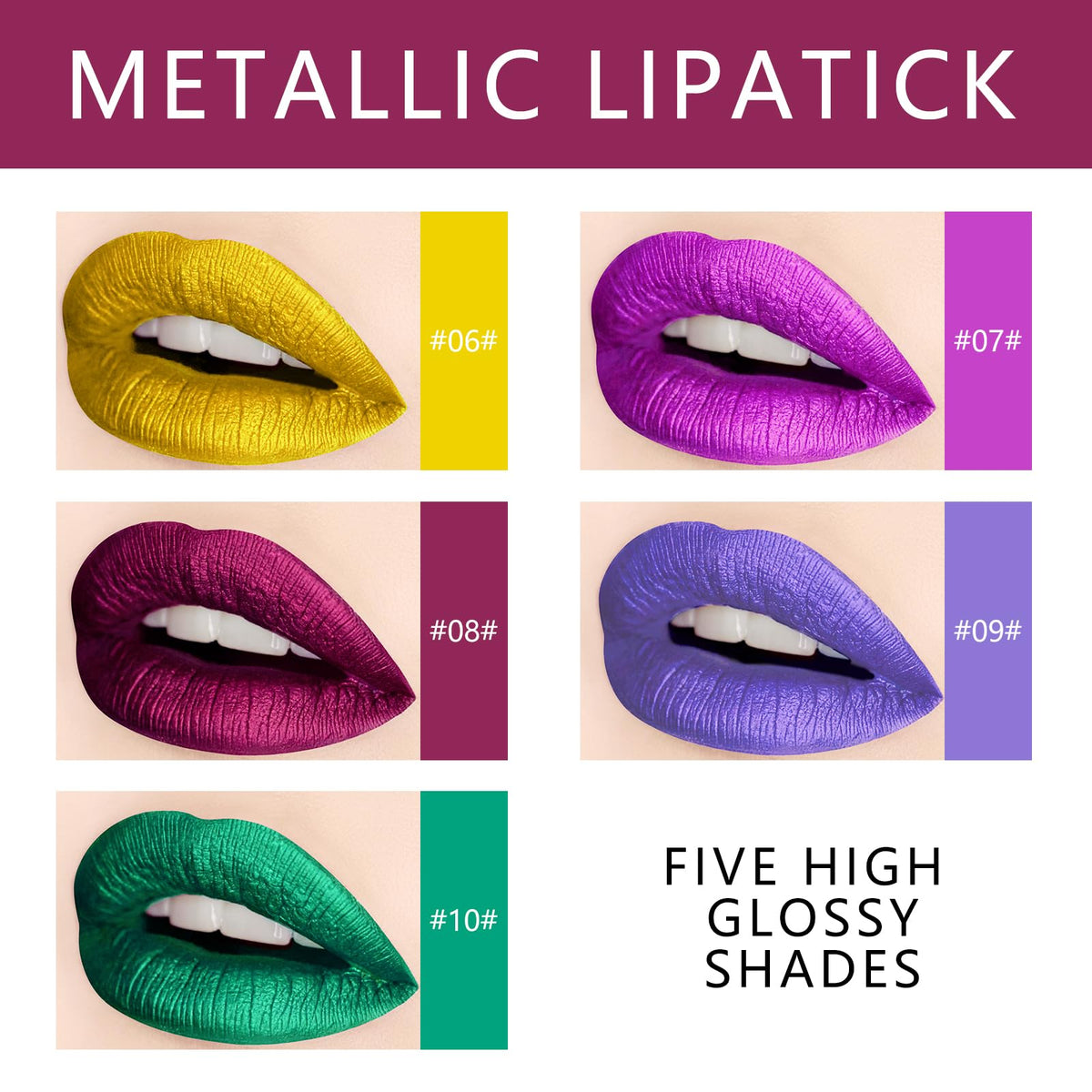KYDA 10 Colors Lipstick Set, 5 Matte Velvet & 5 Shimmer Metallic Lips Color, Non-Stick Cup Long Wear Lip Glaze, High Pigmented Lipstick Cosmetic Gift Beauty & Personal Care KYDA