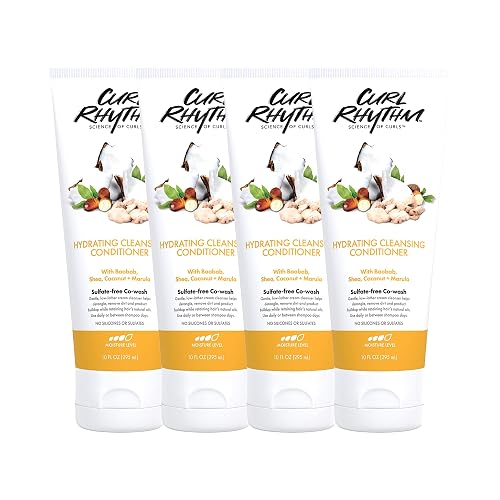 Curl Rhythm Hydrating Cleanser Conditioner - Co-wash with Shea, Marula, and Coconut - Curly Hair Conditioner - Removes Dirt and Buildup - 4 pc Beauty & Personal Care Curl Rhythm