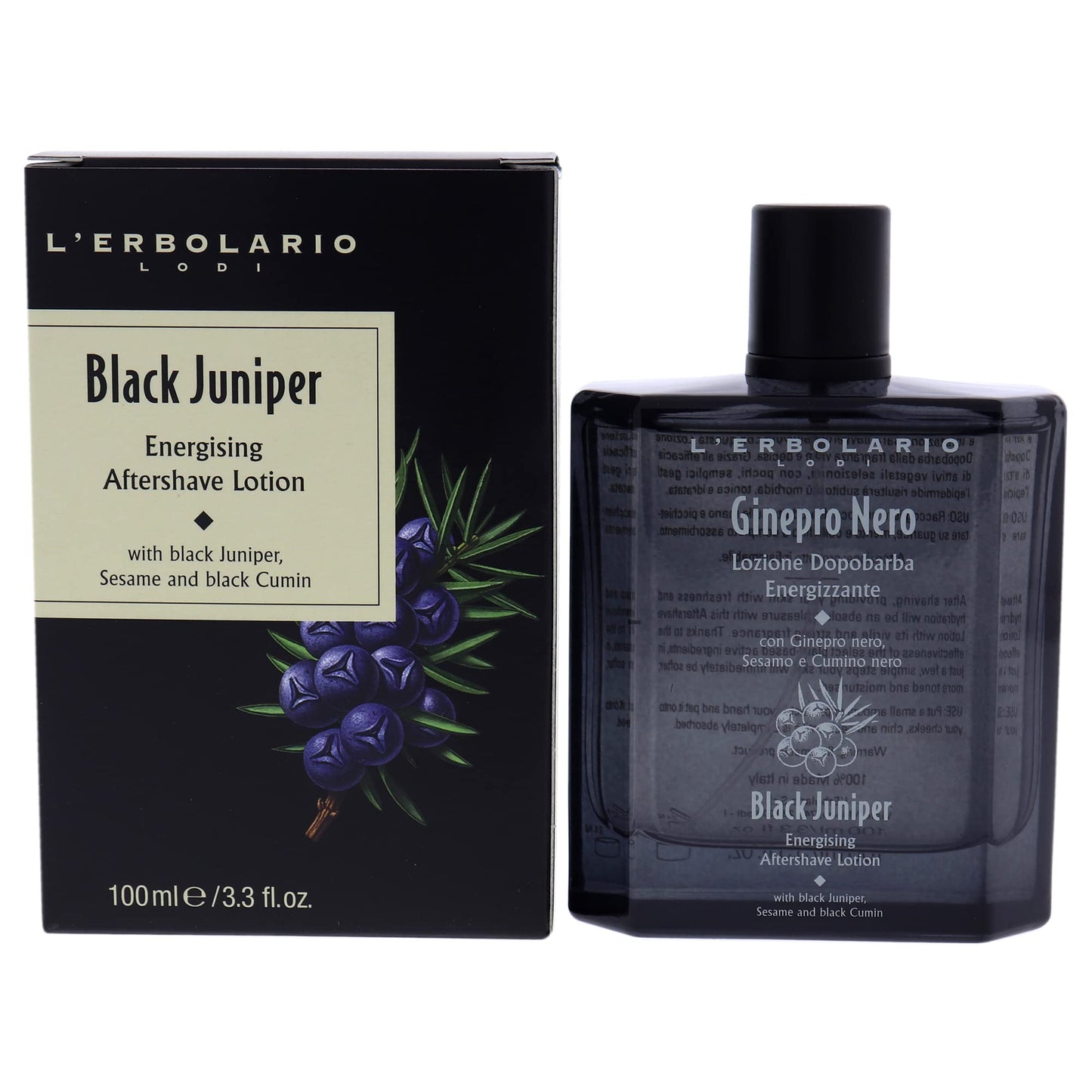 L'Erbolario Energizing After Shave Lotion - Hydrating Aftershave for Men for Soothed Face and Neck - Woody Post Shave Cream - Black Juniper - 3.3 oz Beauty and Personal Care L'Erbolario