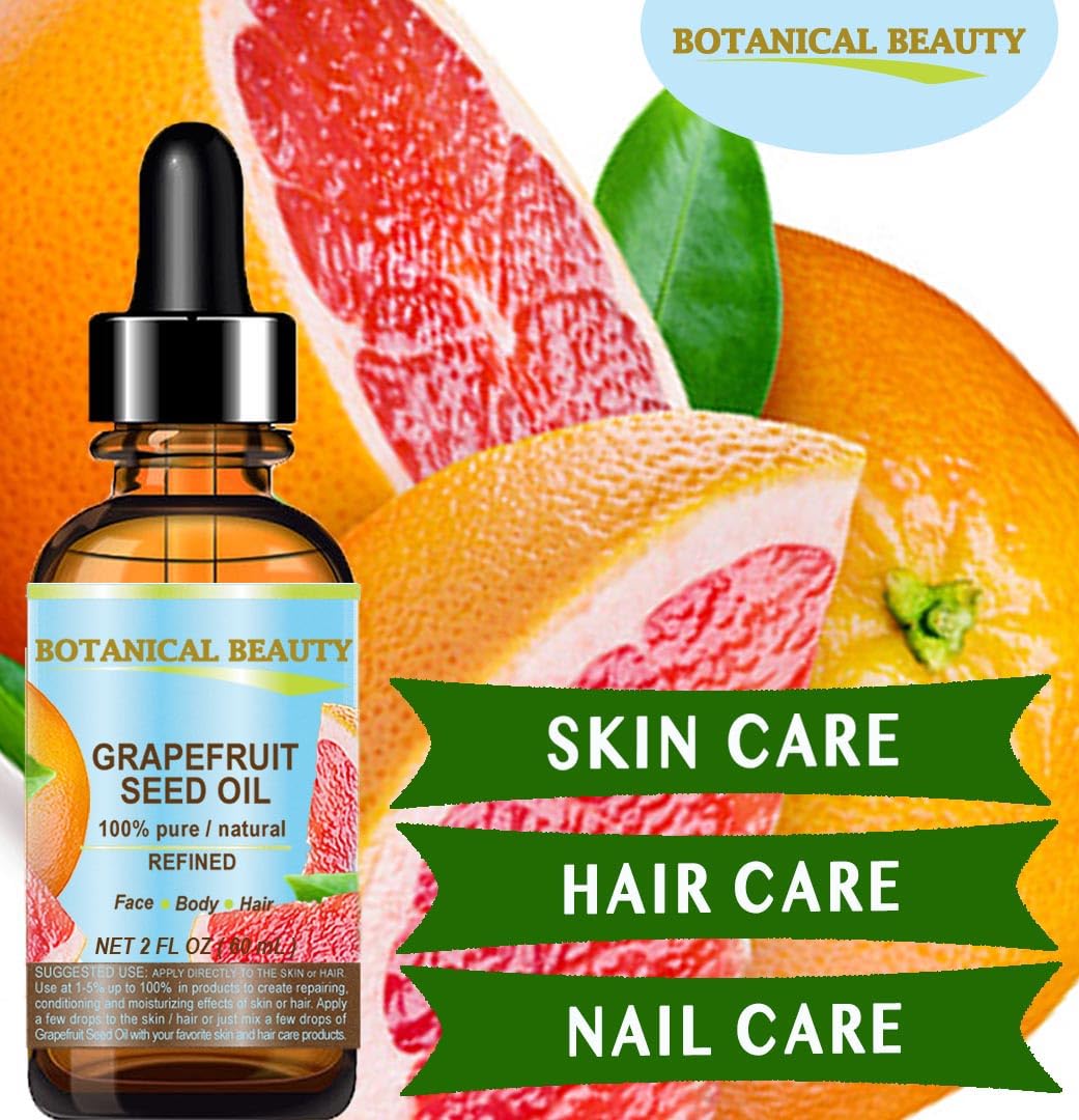 GRAPEFRUIT SEED OIL. 100% Pure / Natural / Undiluted /Refined COLD PRESSED CARRIER OIL (Not Essential Oil). 0.5 Fl.oz.- 15 ml. For Skin, Hair and Lip Beauty & Personal Care Botanical Beauty