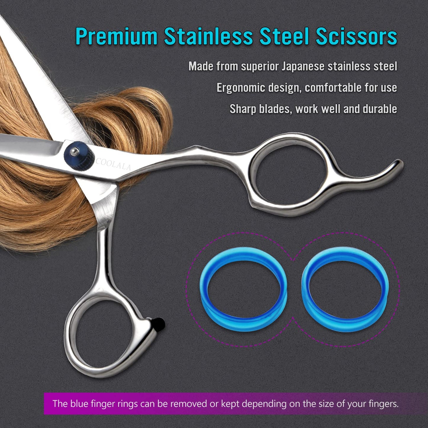COOLALA Stainless Steel Hair Cutting Scissors 6.5 Inch Hairdressing Razor Shears Professional Salon Barber Haircut Scissors, One Comb Included, Home Beauty and Personal Care COOLALA