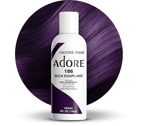Adore Semi Permanent Hair Color (186 Rich Eggplant) | Vegan & Cruelty-Free Purple Hair Dye | No Ammonia, No Peroxide, No Alcohol | 4 Fl Oz Beauty & Personal Care Adore