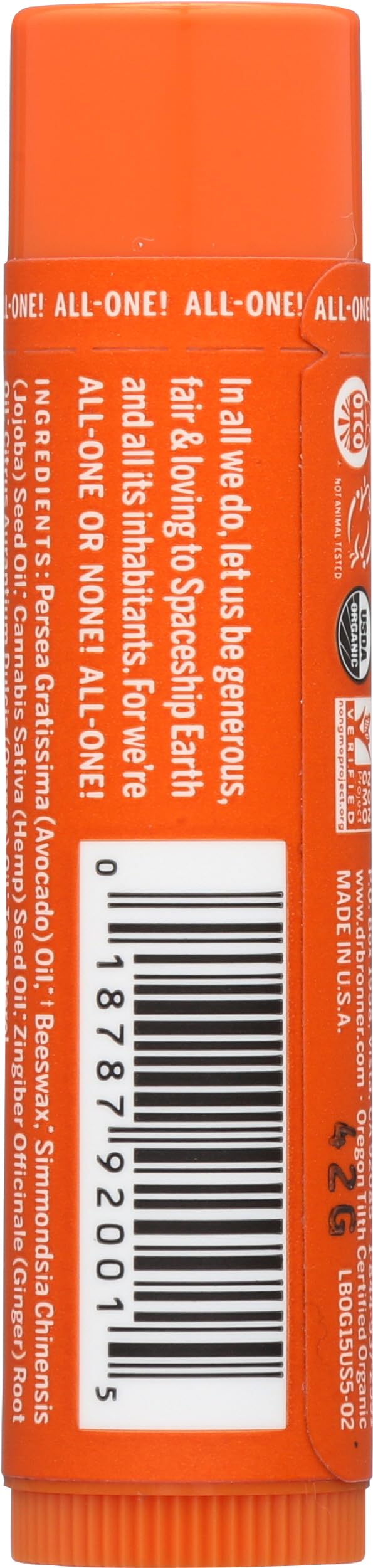 Dr Bronner's, Lip Balm Orange Ginger Organic, 0.15 Ounce Beauty and Personal Care Dr. Bronner's