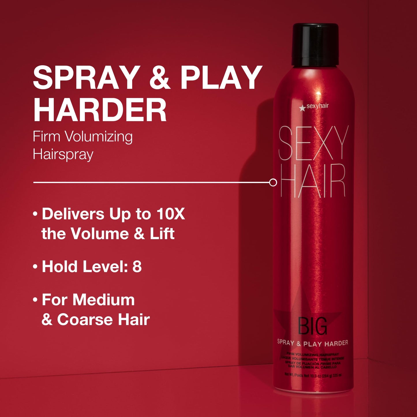 SexyHair Big Spray & Play Harder Firm Volumizing Hairspray, 10 Oz | All Day Hold and Shine | Up to 72 Hour Humidity Resistance Beauty & Personal Care SexyHair