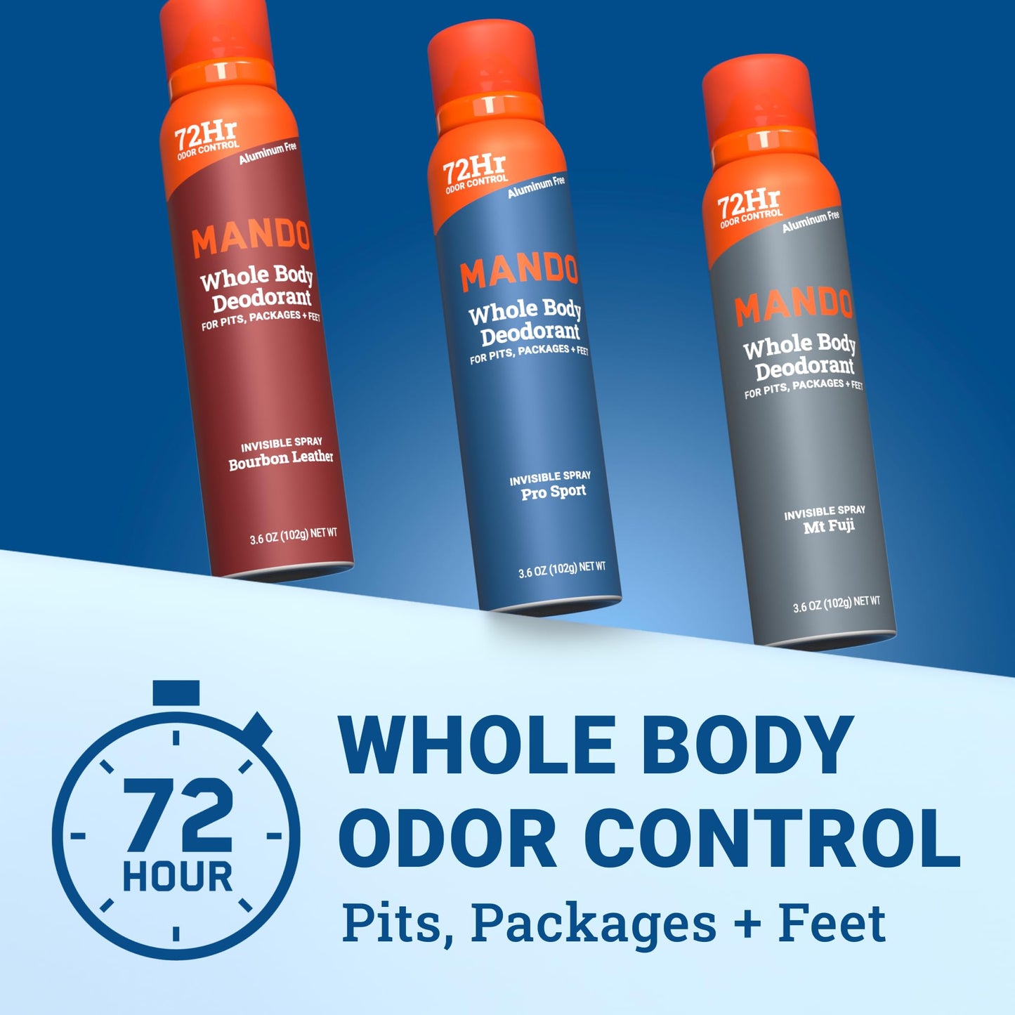 Mando Whole Body Deodorant For Men - Invisible Spray Deodorant - 72 Hour Odor Control - Low Irritation Formula - Aluminum Free, Benzene Free - 3.6 Beauty and Personal Care Mando