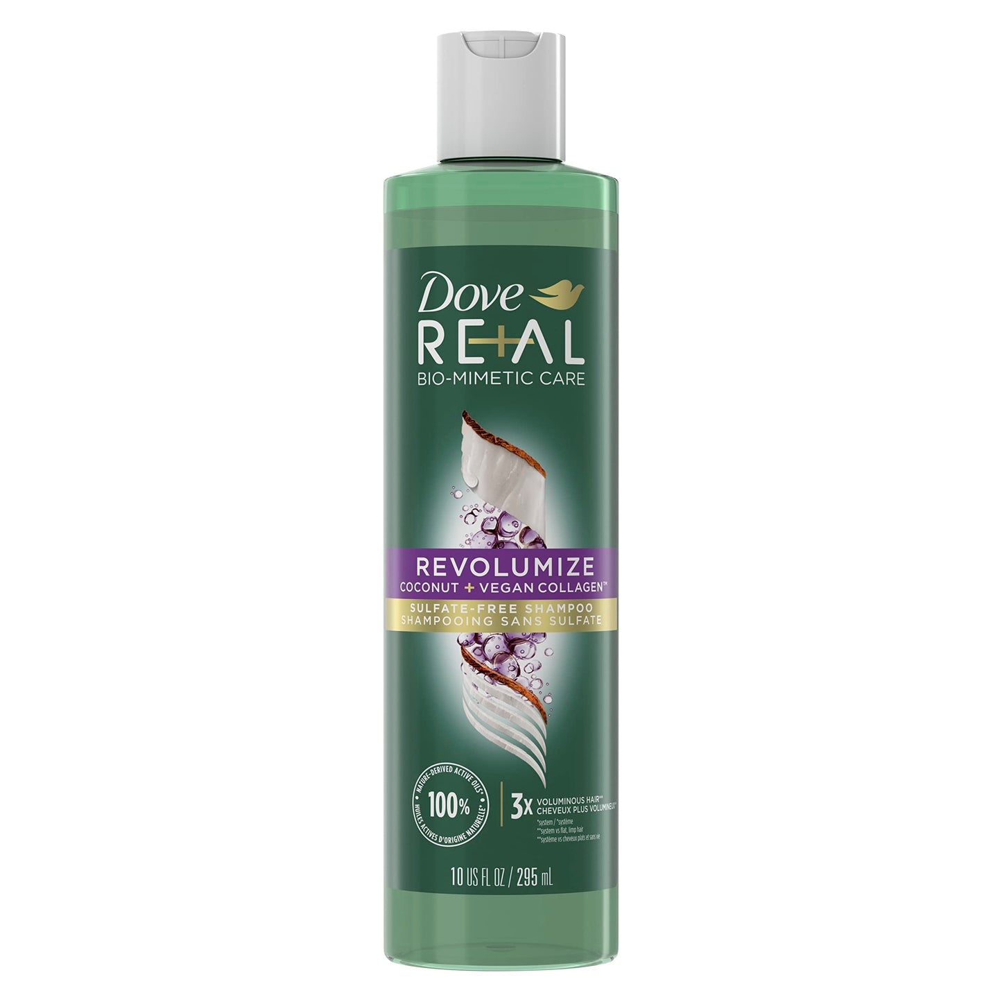 Dove RE+AL Bio-Mimetic Care Shampoo For Fine, Flat Hair Revolumize Sulfate-Free Volumizing Shampoo With Coconut + Vegan Collagen 10 Oz Beauty & Personal Care Dove