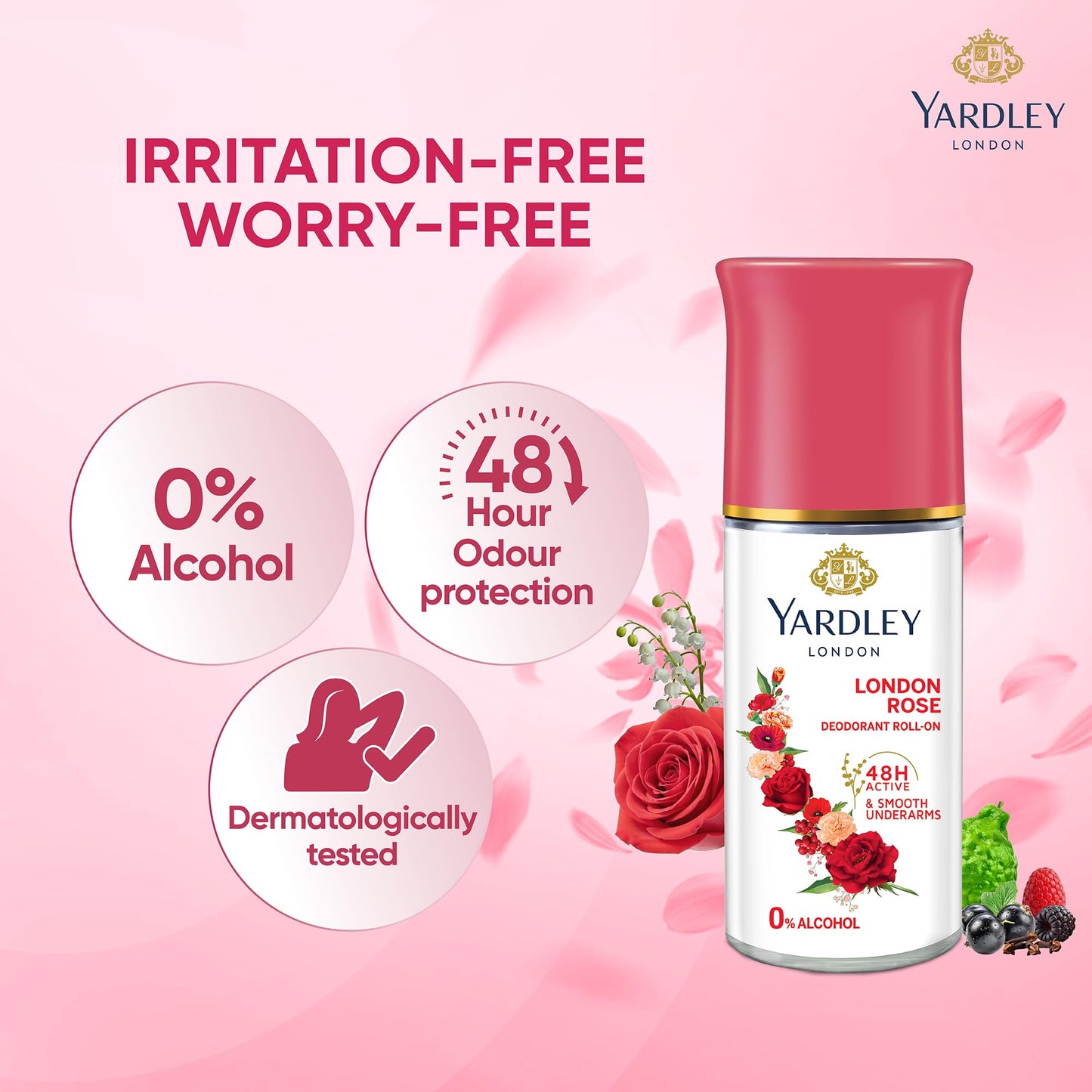Yardley London Rose Deodorant Roll-On 50ml Beauty and Personal Care Yardley