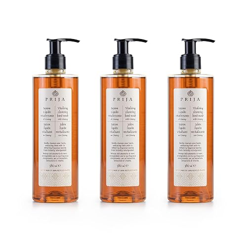 Prija Vitalising Hand Wash with Ginseng Extract Gently Cleanses Hands, Moisturizing Liquid Hand Soap, Vegan Friendly with Energizing Fragrance 3 x Beauty & Personal Care Prija