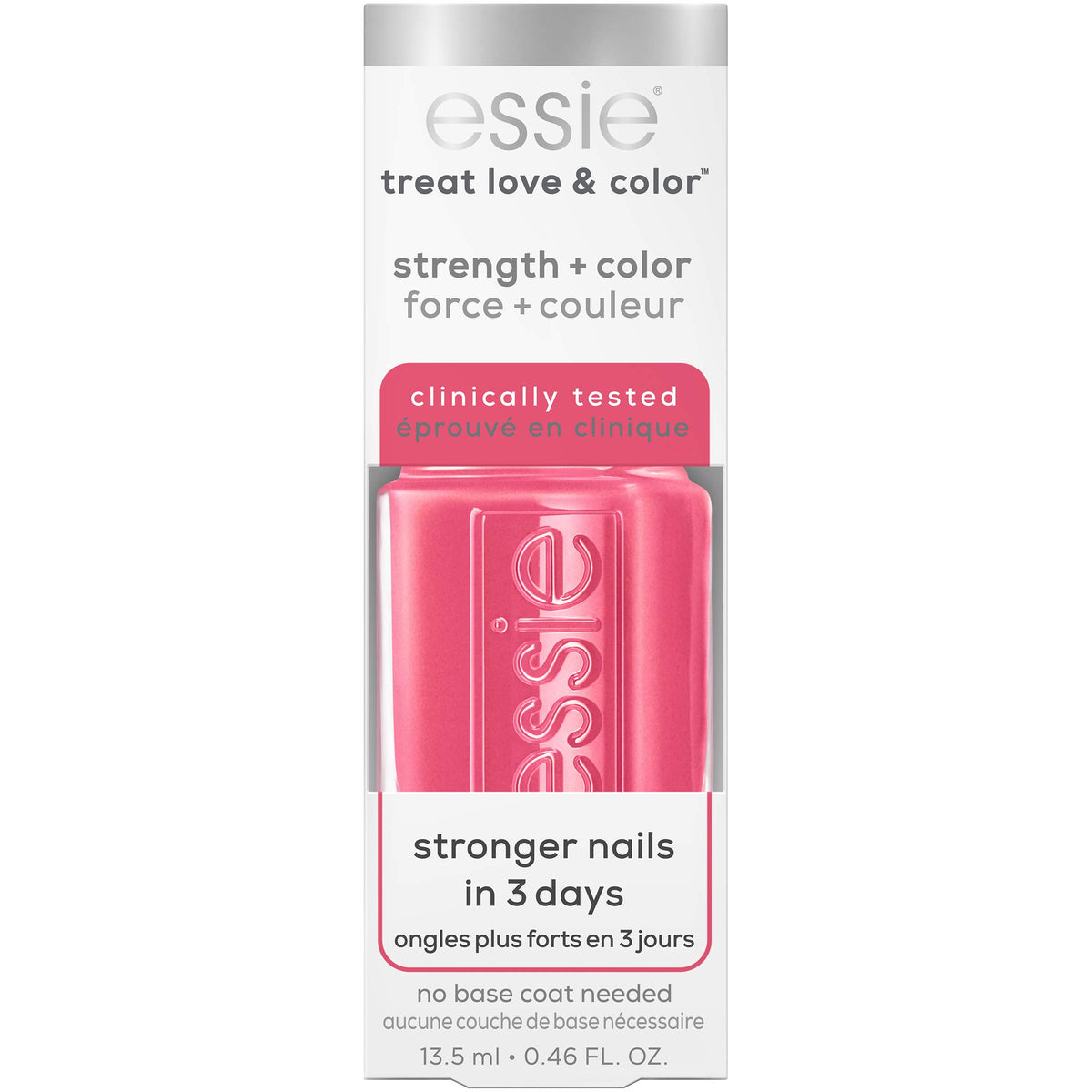 essie Strength and Color Nail Care Polish, Punch It Up, Full Coverage Pink with Blue Undertones, 0.46 Ounce