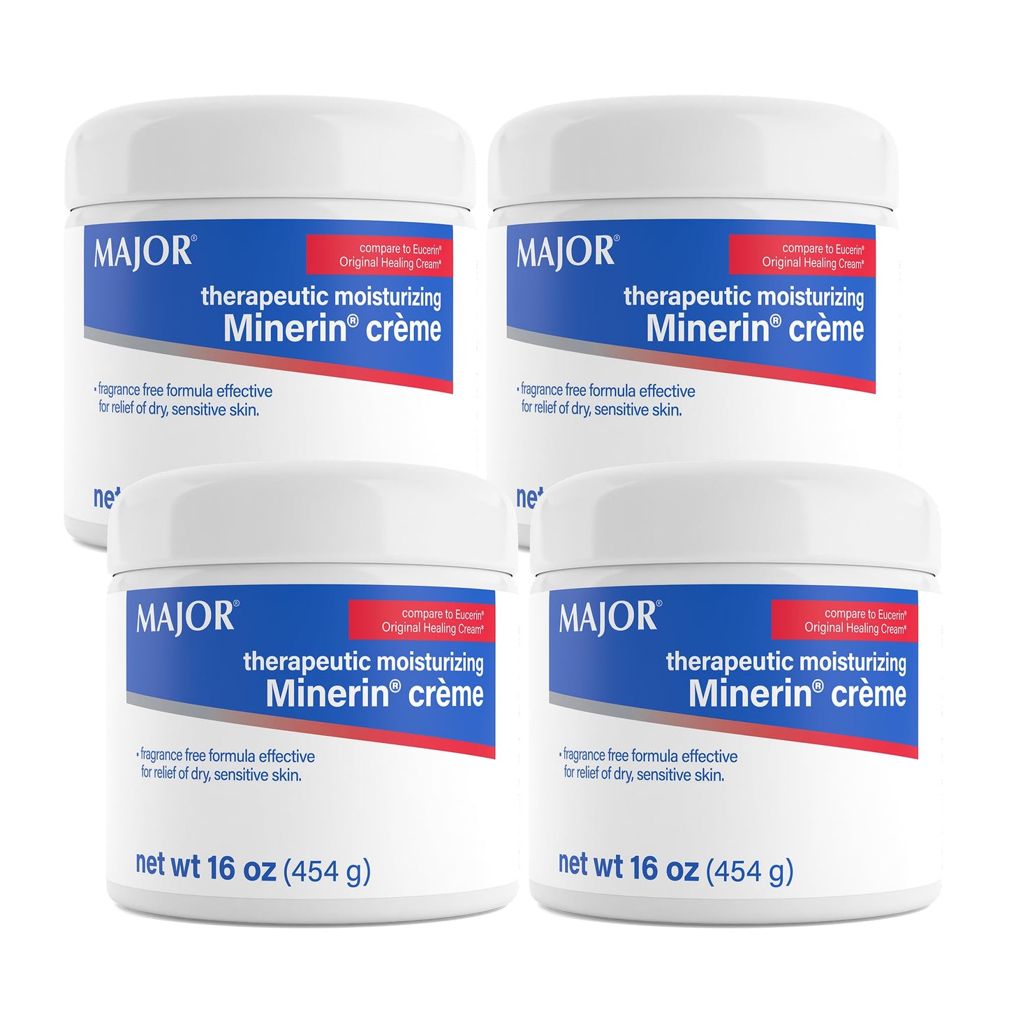 MAJOR Therapeutic Moisturizing Minerin Créme - Body Cream Moisturizer for Dry Skin - Fragrance-Free - 16 Oz. (4 Pack) Beauty & Personal Care MAJOR
