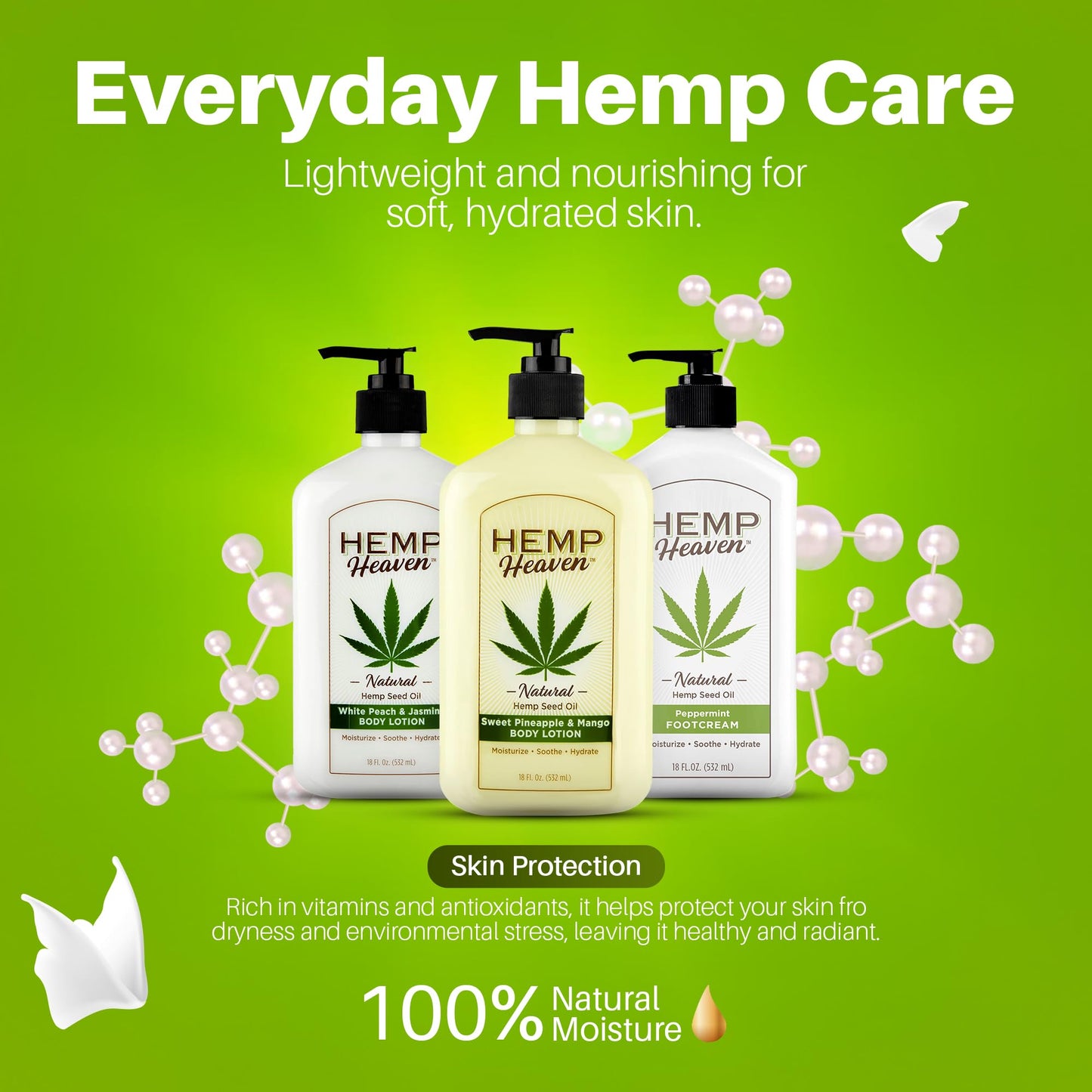 Hemp Heaven Hemp Lotion - Natural Hemp Seed Oil, Paraben-Free, 18 oz, Made in USA, Nourishing for Men & Women, EWG Verified, Anti-Aging (Sweet Beauty & Personal Care Hemp Heaven