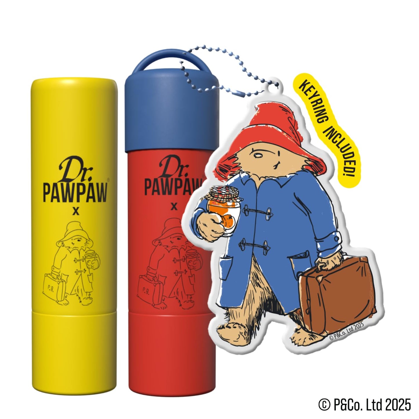 Dr. PawPaw Paddington Lip Balm Duo with Keyring - Original, Strawberry - Natural Balm with Aloe Vera - Gluten Free Lip Moisturizer to Hydrate - 2 pc Beauty and Personal Care Dr. PAWPAW ORIGINAL BALM