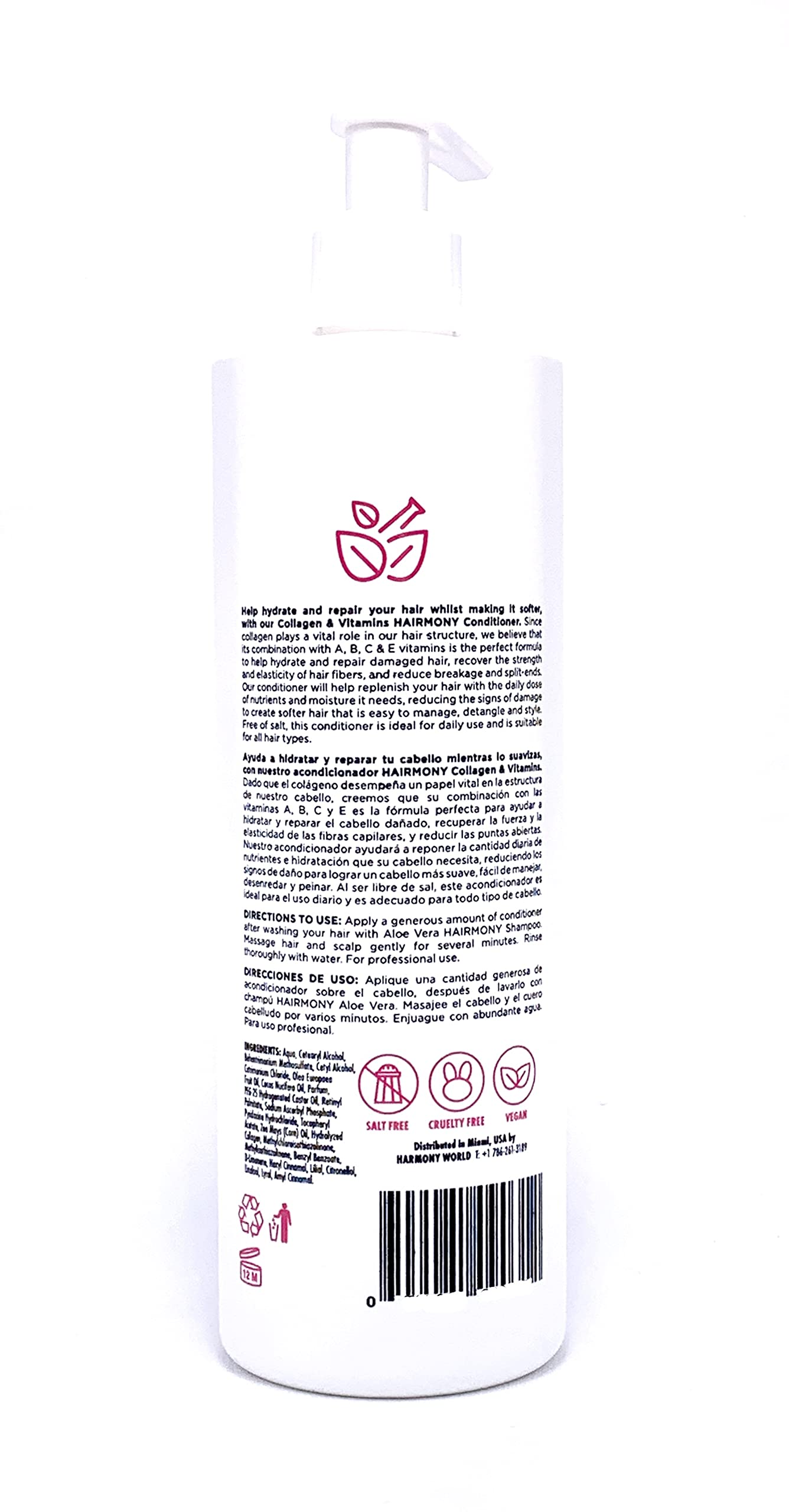 Hairmony Professional Post-Keratin & Color Care Kit, Aloe Vera Shampoo 32 fl.oz. + Collagen & Vitamins Conditioner 32 fl.oz Beauty & Personal Care Hairmony