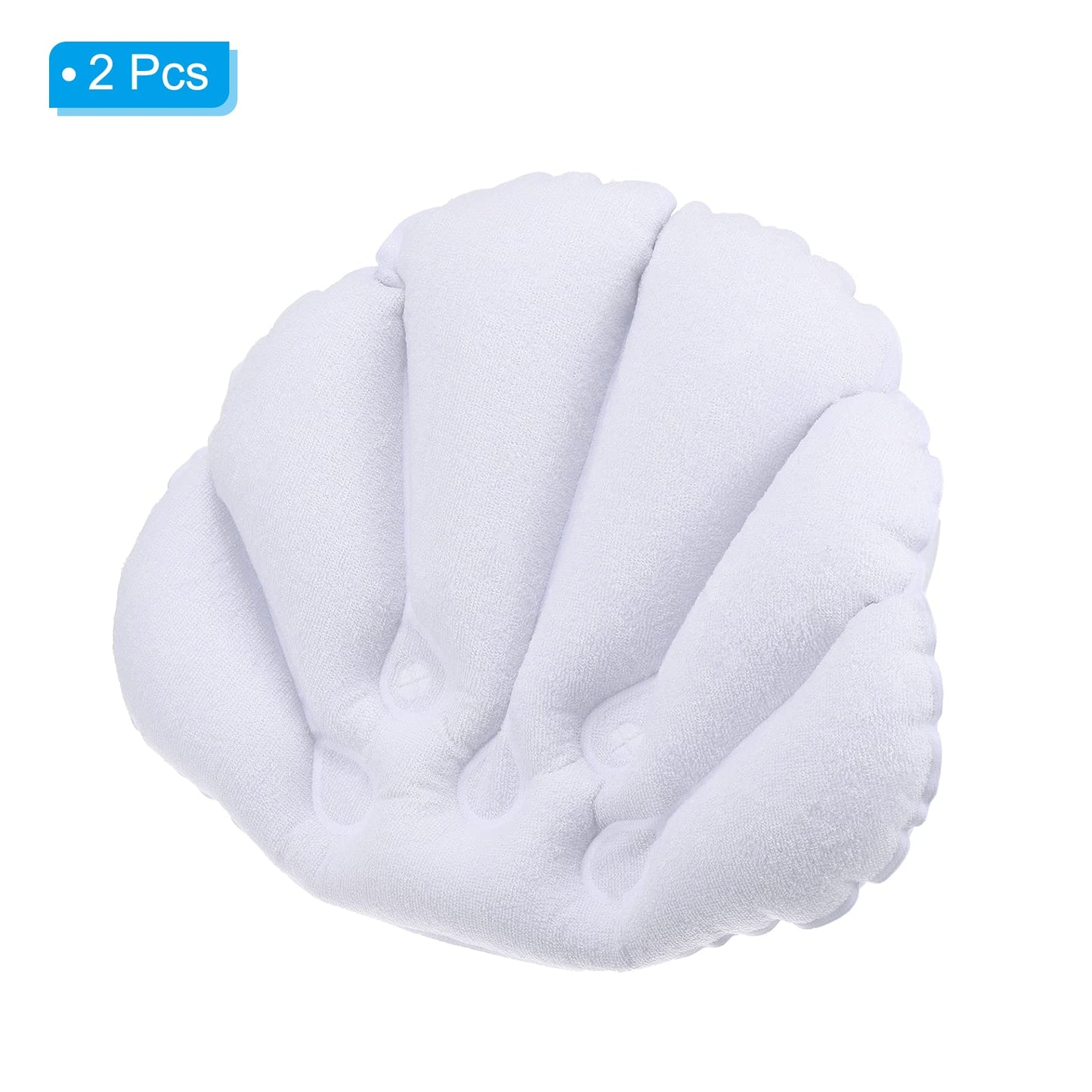 PATIKIL Inflatable Bath Pillow with Suction Cups, 2 Pack Terry Cloth Covered Shell Shape Bathtub Spa Pillow Neck Support for Bathtub Hot Tub, White Beauty and Personal Care PATIKIL