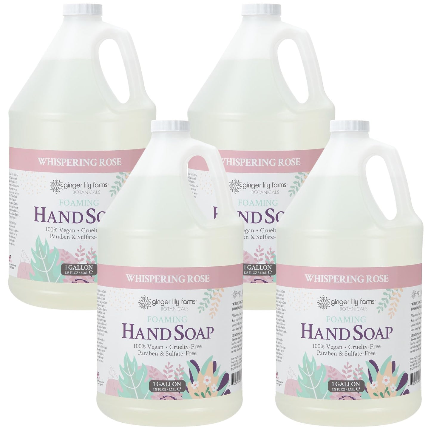 Ginger Lily Farms Botanicals All-Purpose Foaming Hand Soap Refill, 100% Vegan & Cruelty-Free, Whispering Rose Scent, 1 Gallon (Pack of 4) Beauty & Personal Care Ginger Lily Farms