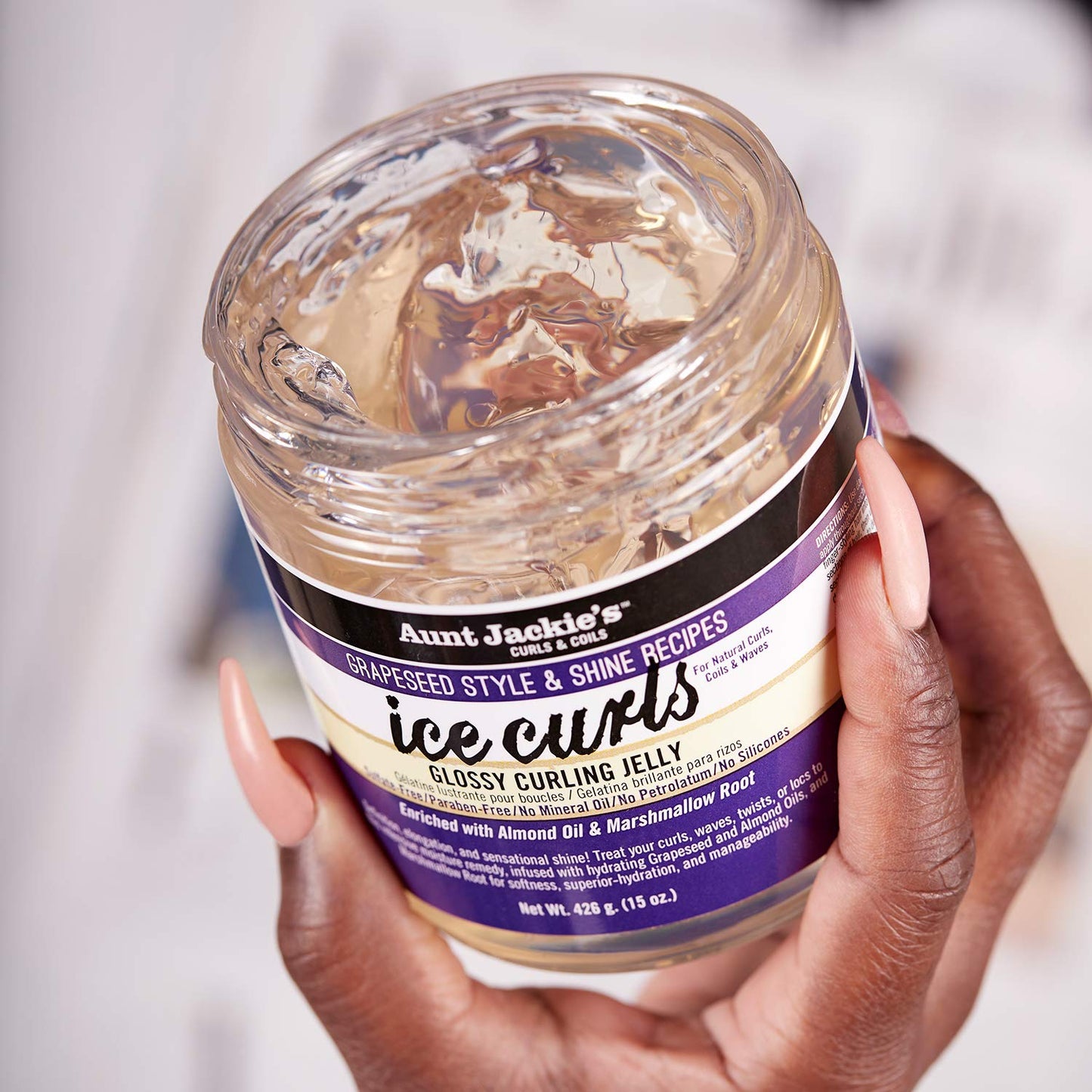 Aunt Jackie's Grapeseed Style and Shine Recipes Ice Curls Glossy Curling Jelly, Hydrates, Softens, Makes Waves, Curls and Coils Easier to Style, 15oz Beauty & Personal Care Aunt Jackie's