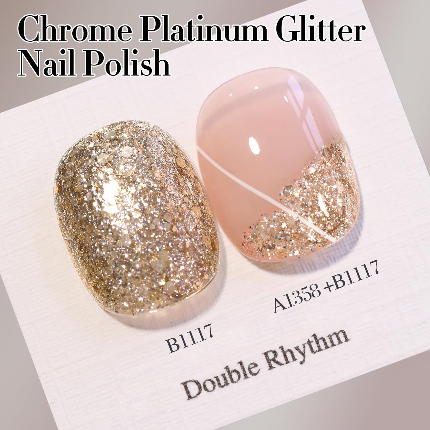 Double Rhythm 15ML Glitter Gel Polish Shimmer Reflective Holographic Color Magnetic for Nail Art Salon DIY at Home (B1117) Beauty and Personal Care Double Rhythm